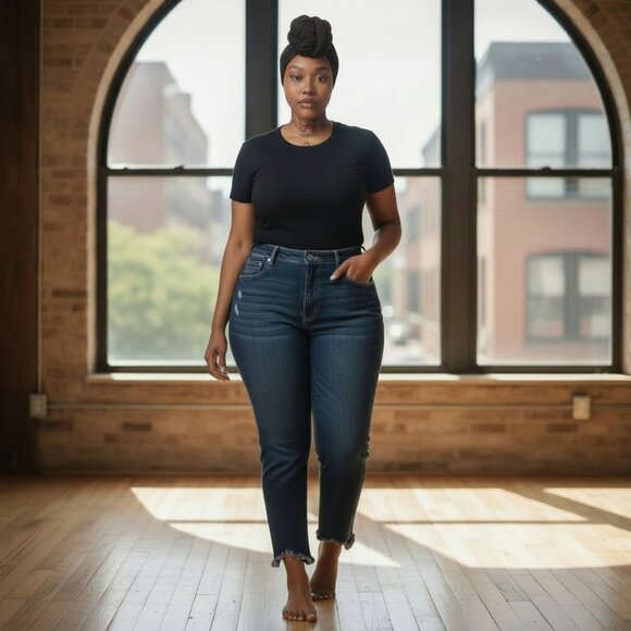 Time and Tru Denim - TIME AND TRU High Waisted Crop Jeans Plus Size 20 Inseam 27 Dark Wash Pants